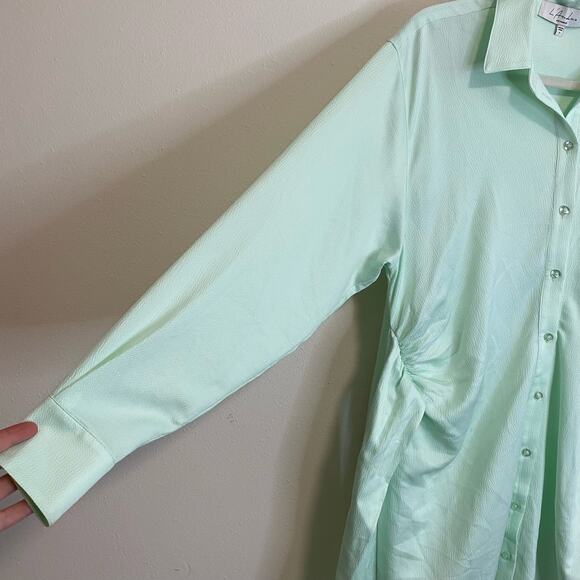 L'Academie Women's Dress The Amorette Mini Button Front Tie Waist Mint Small - Picture 4 of 9
